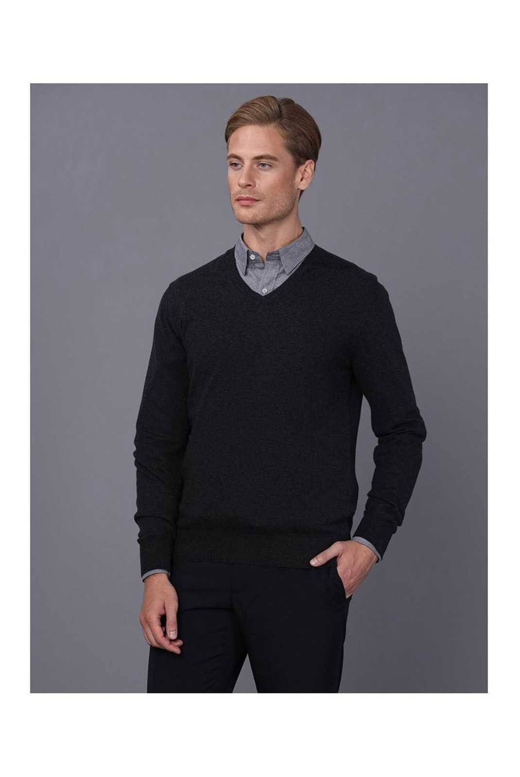 Pullover - BASICS & MORE - Black Melange - BA340933