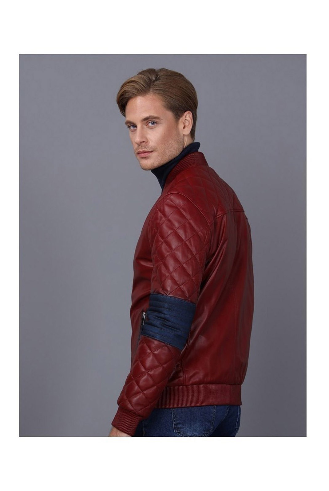 Veste en cuir - BASICS & MORE - Bordeaux - BA8401578