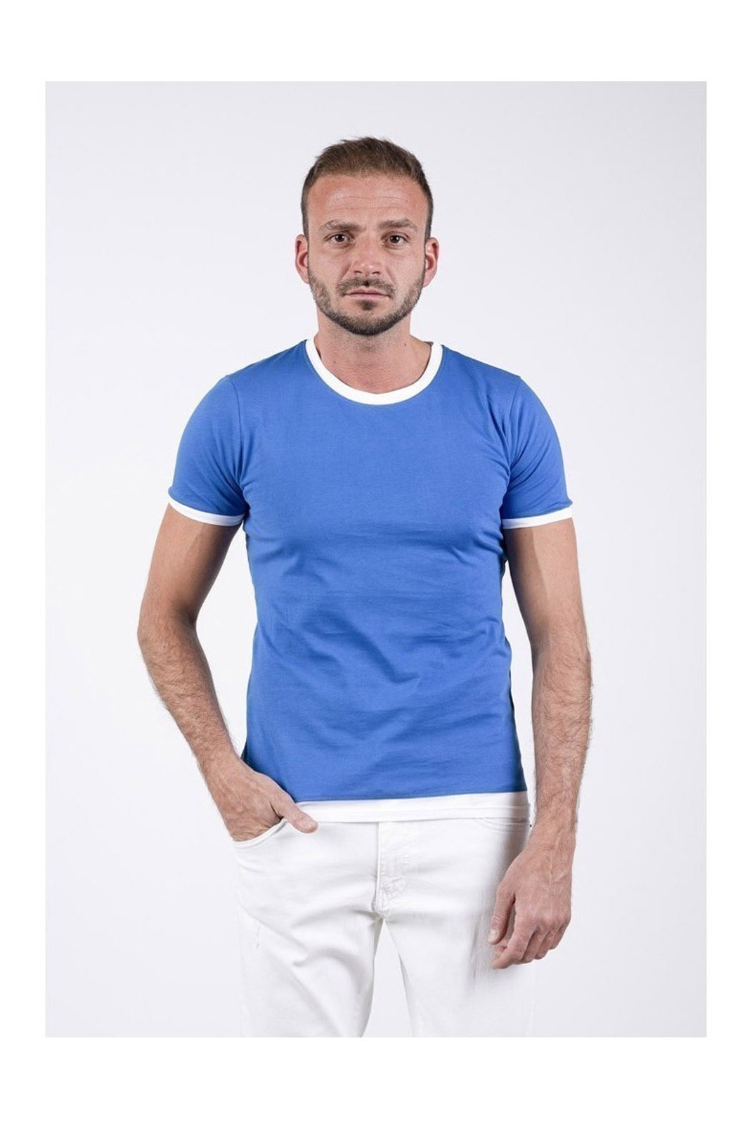 T-shirt - BASICS & MORE - Blue - Regular - BA931591