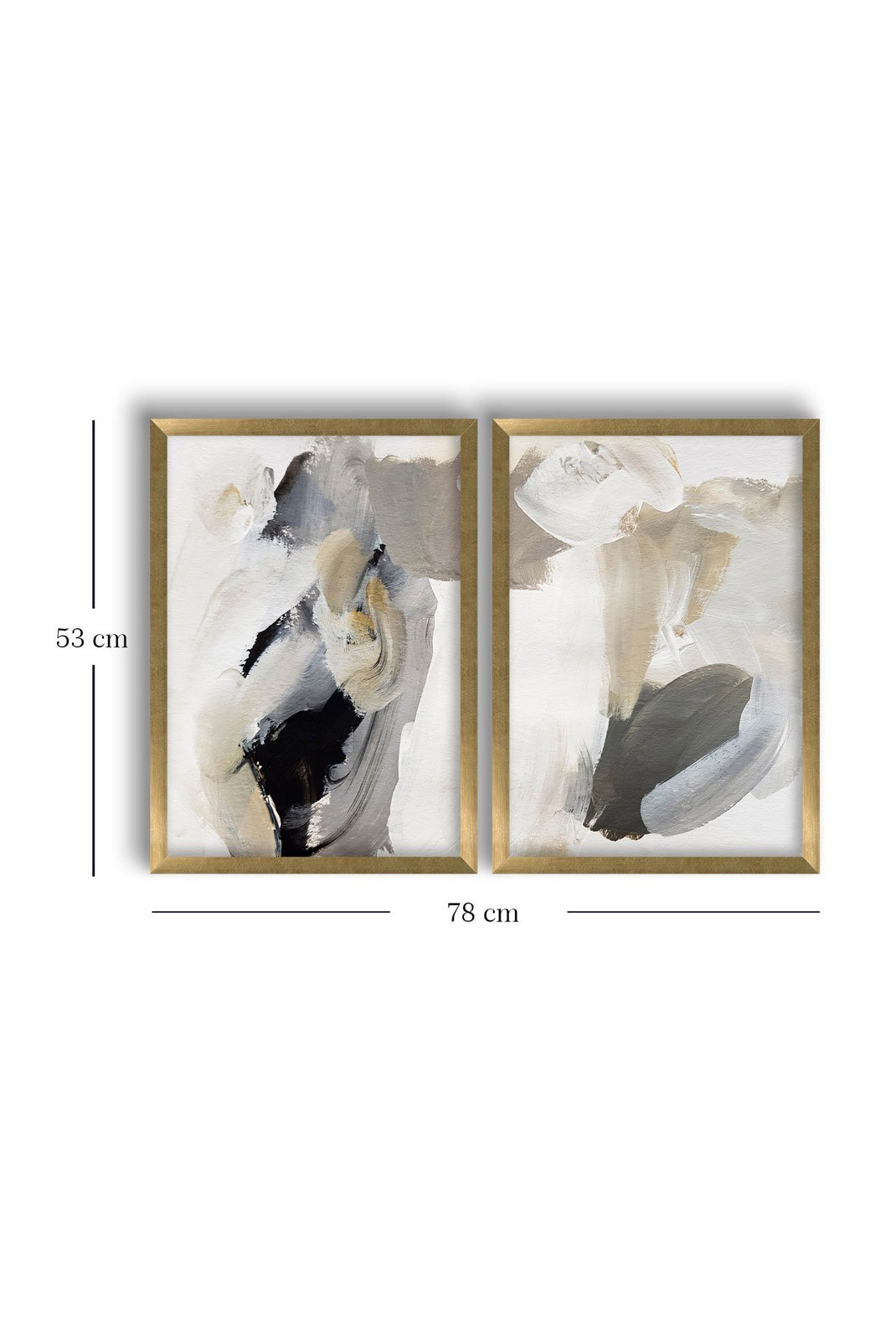 Peinture décorative avec cadre MDF (2 pièces) - Black/Grey/Beige - 122RMF1115