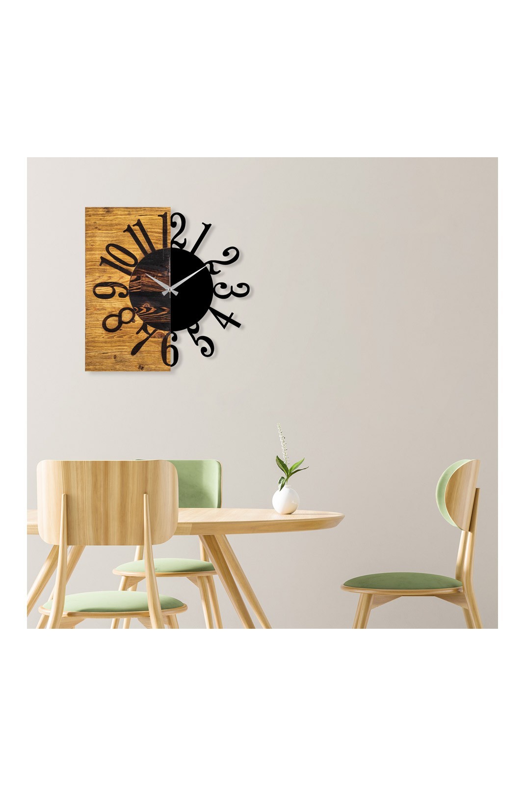 Horloge murale décorative en bois - Walnut/Black - 539TNL1107