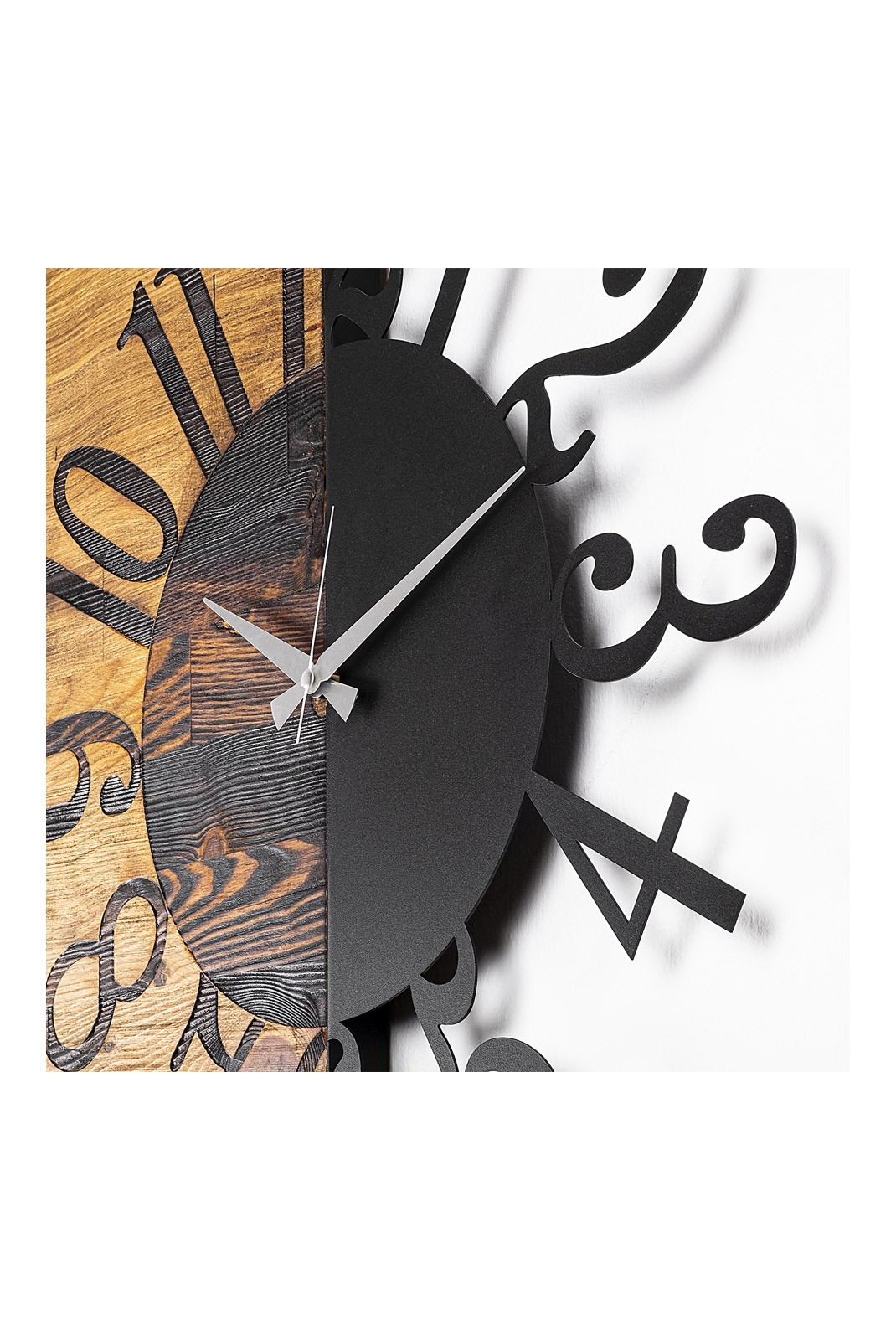 Horloge murale décorative en bois - Walnut/Black - 539TNL1107