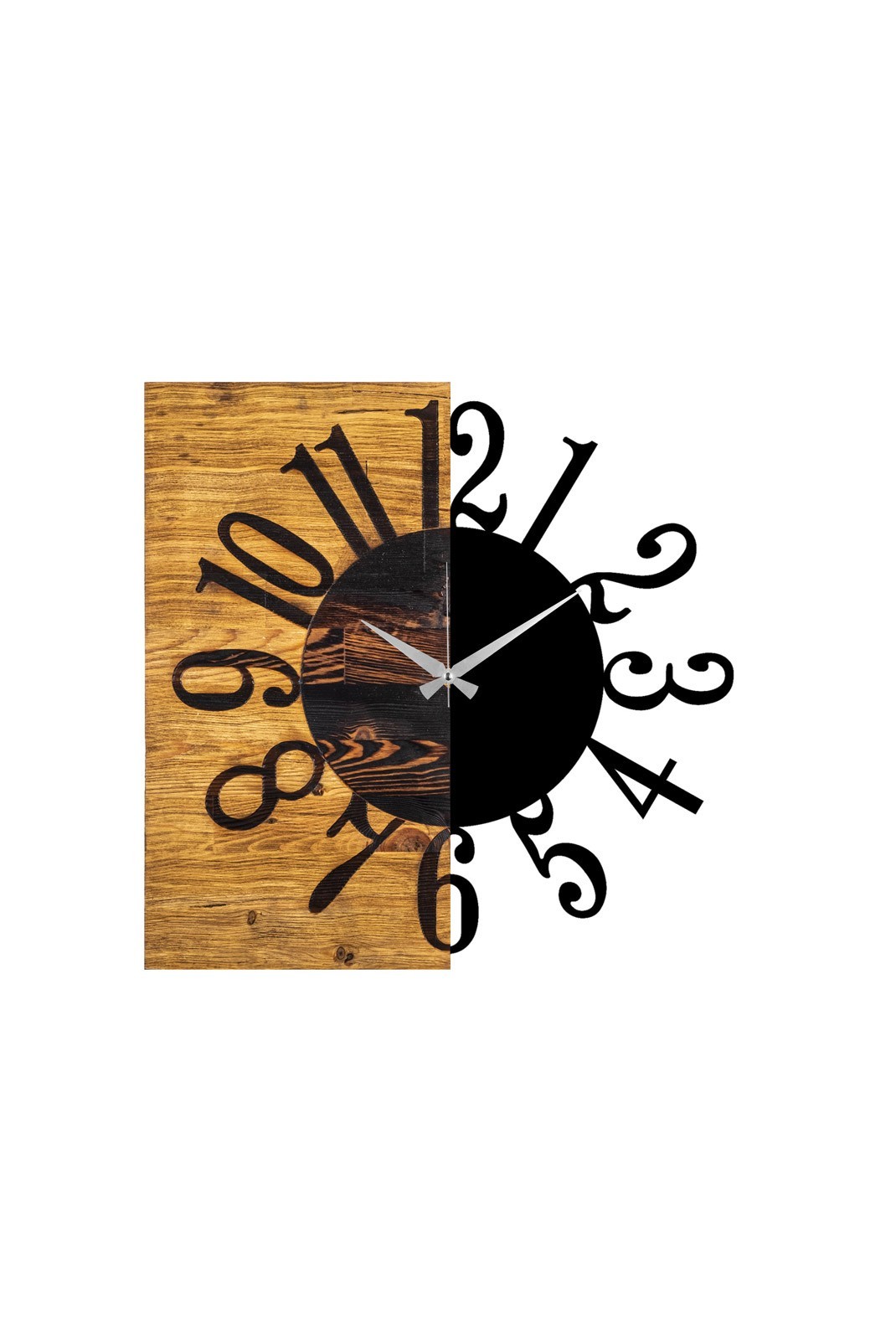 Horloge murale décorative en bois - Walnut/Black - 539TNL1107