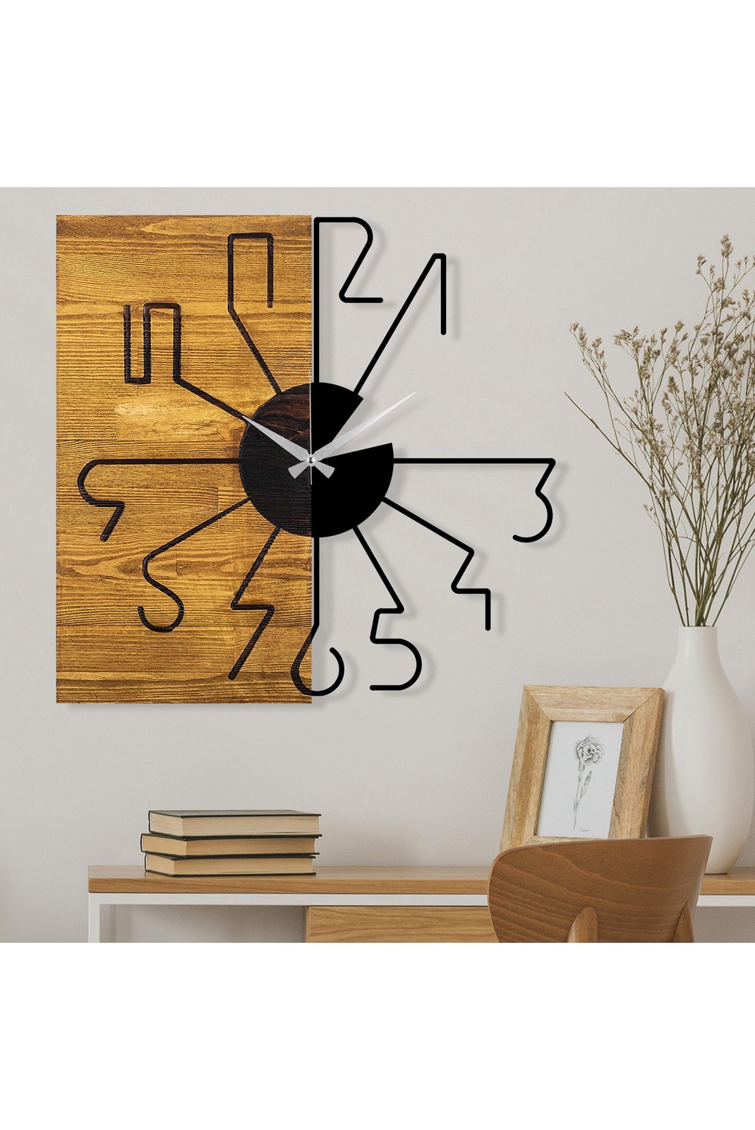 Horloge murale décorative en bois - Walnut/Black - 539TNL1129