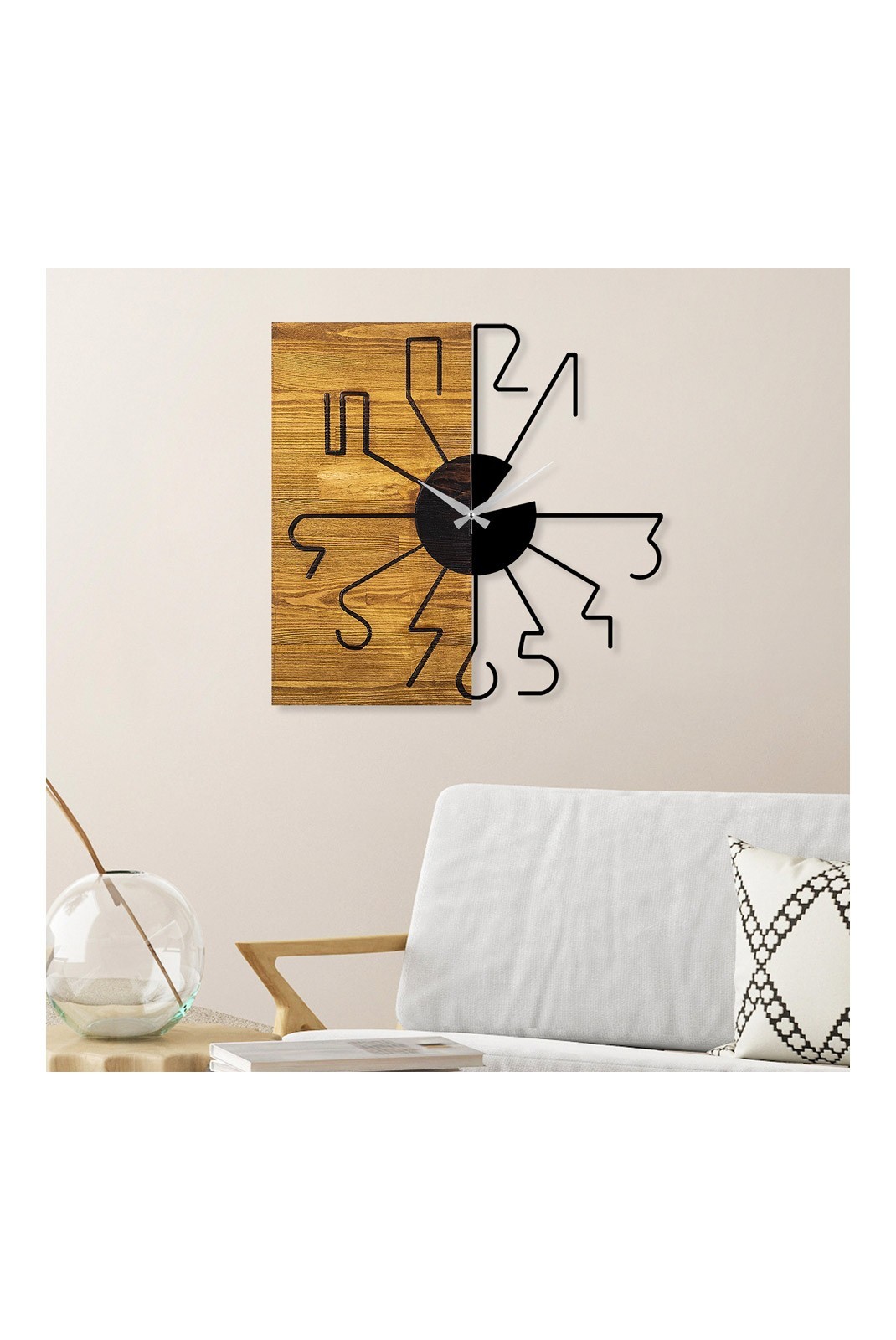 Horloge murale décorative en bois - Walnut/Black - 539TNL1129