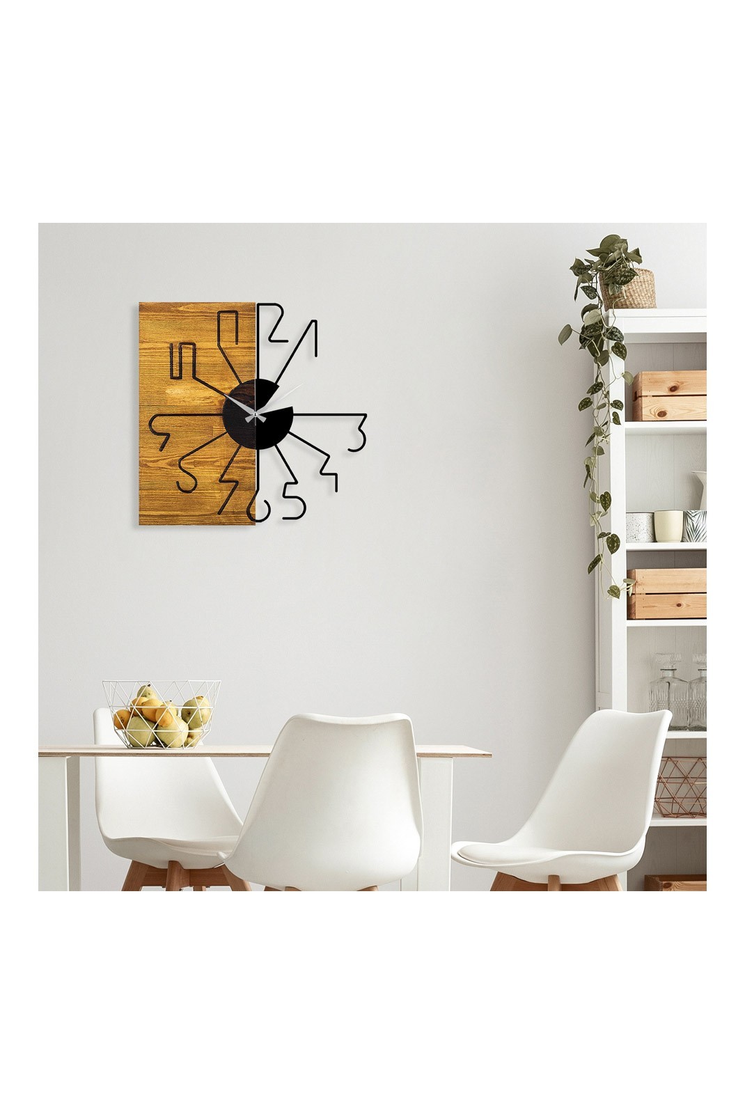 Horloge murale décorative en bois - Walnut/Black - 539TNL1129