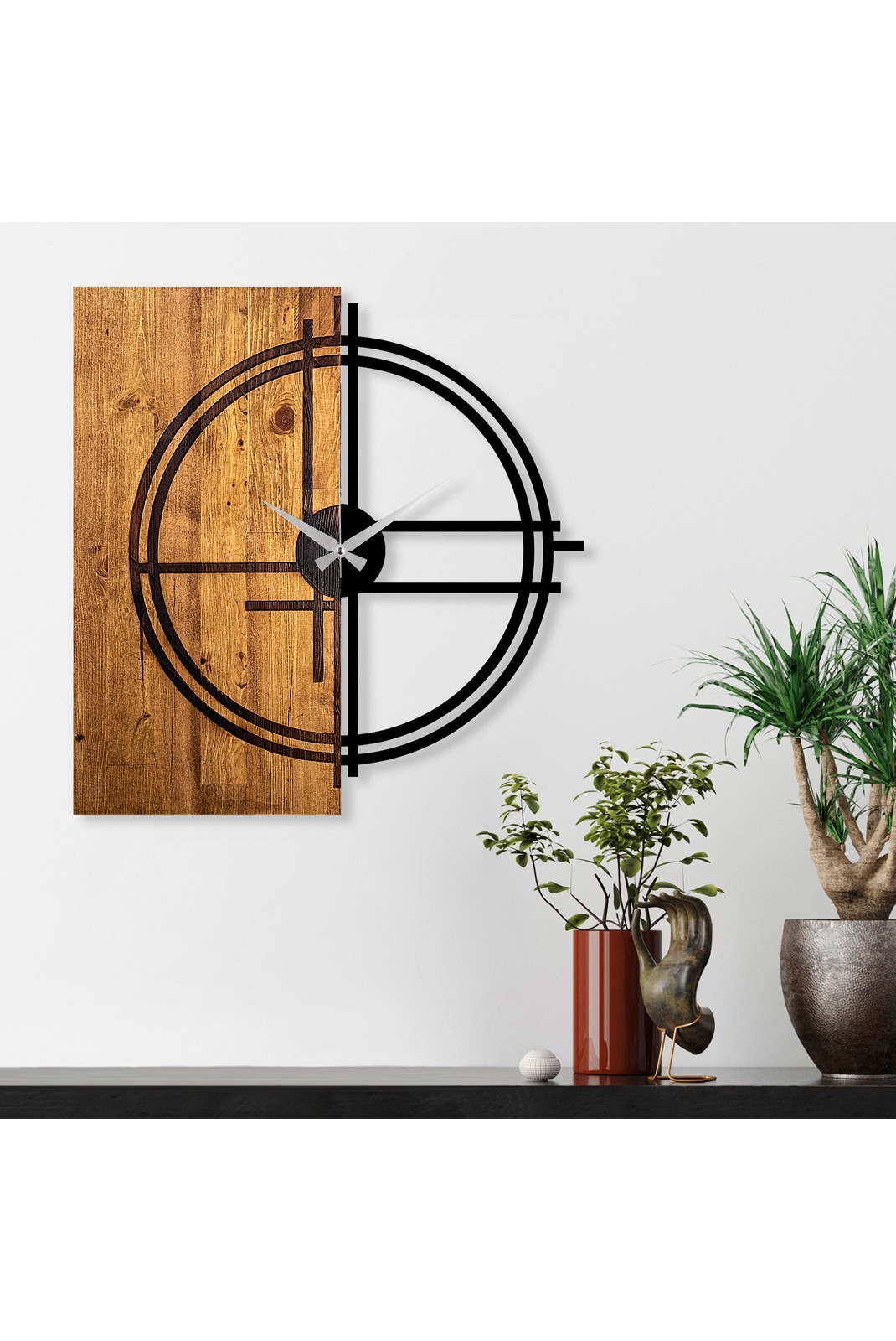 Horloge murale décorative en bois - Light Walnut/Black - 539TNL1138