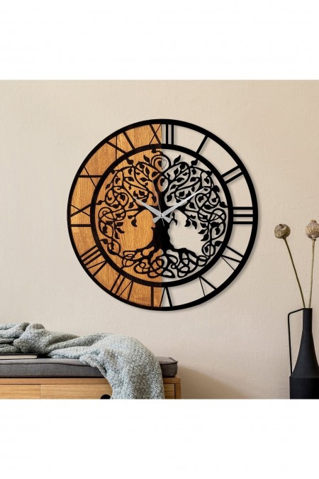 Horloge murale décorative en bois - Walnut/Black - 539TNL1164