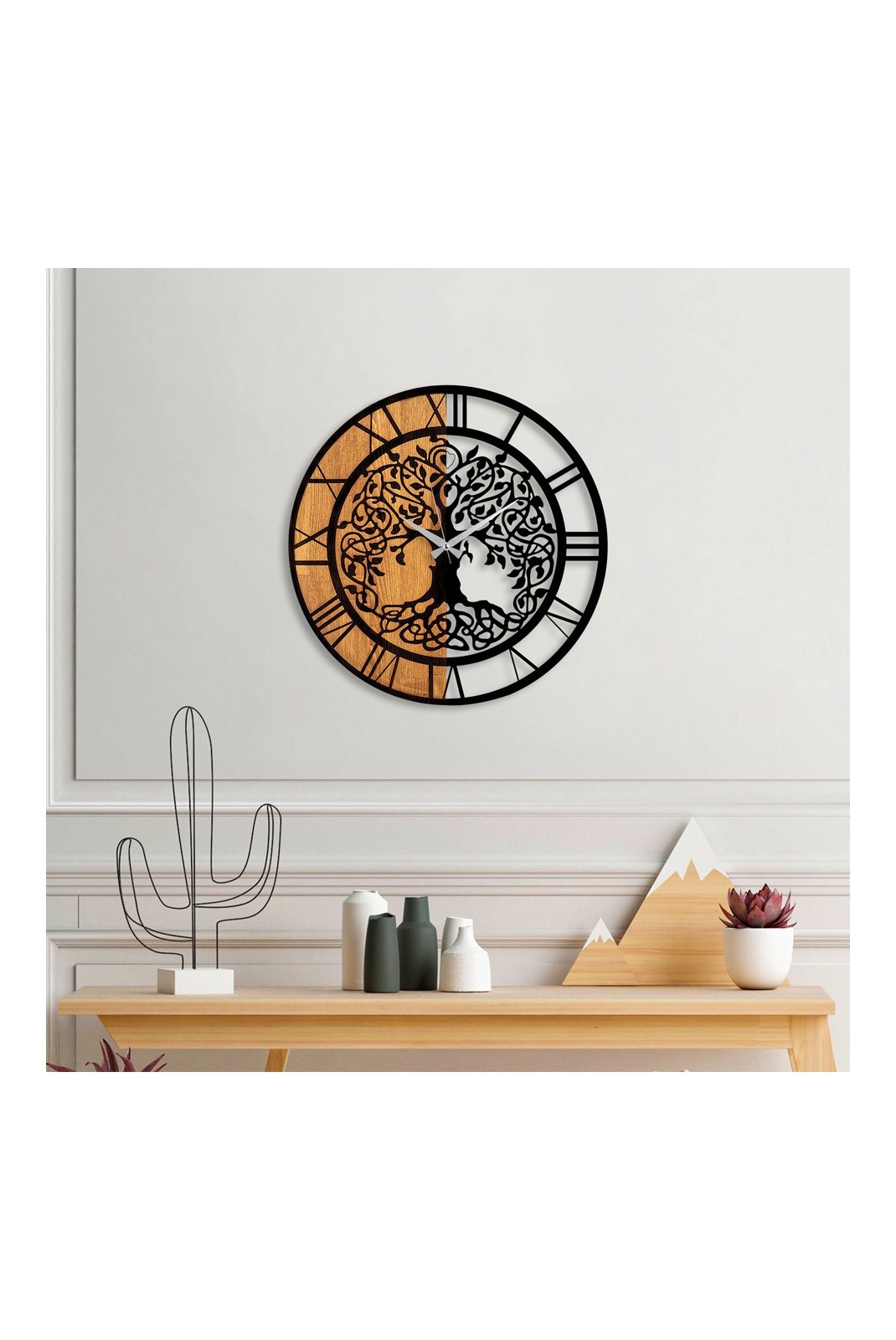 Horloge murale décorative en bois - Walnut/Black - 539TNL1164