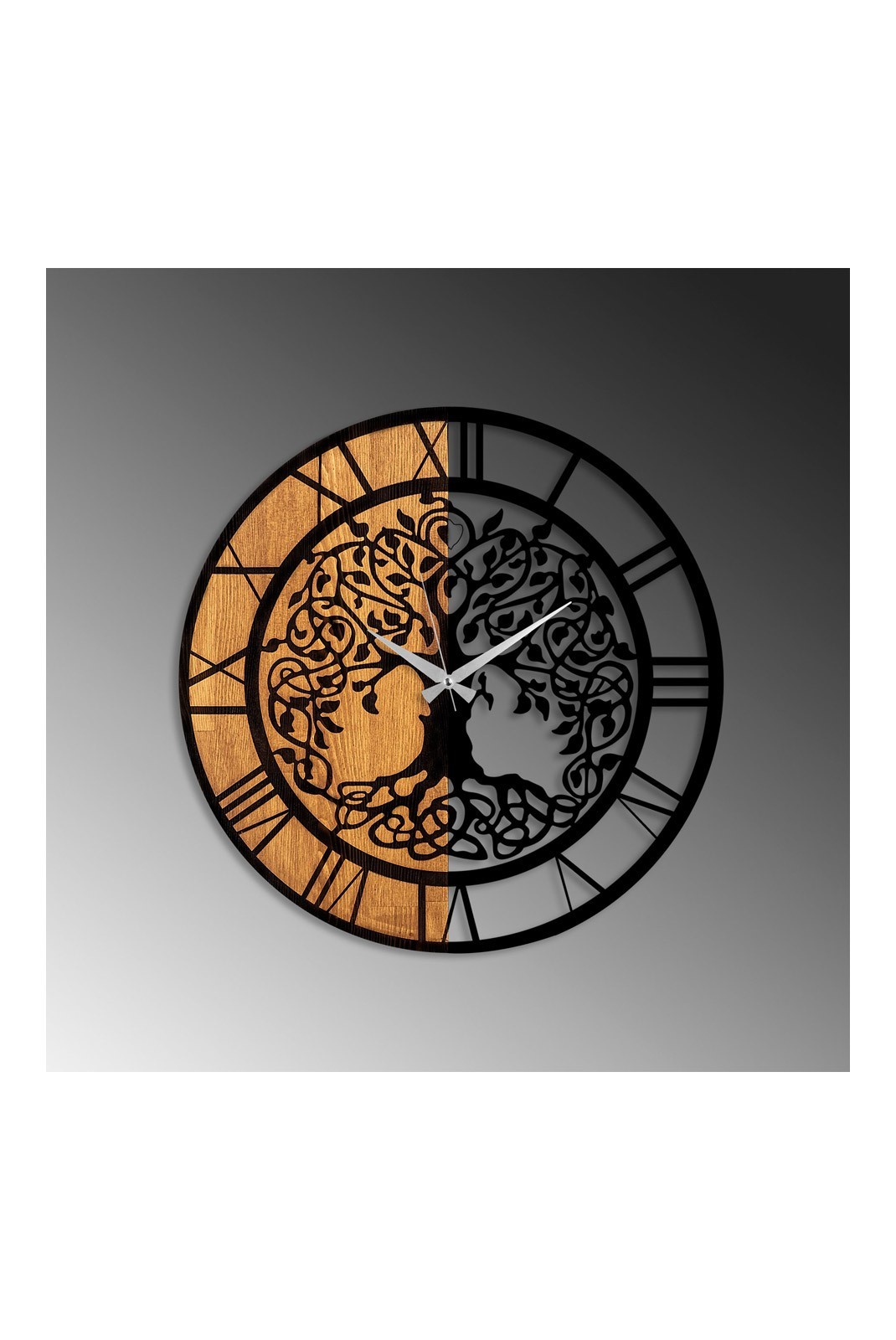 Horloge murale décorative en bois - Walnut/Black - 539TNL1164