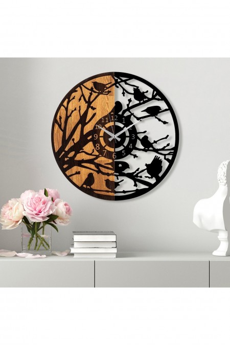 Horloge murale décorative en bois - Walnut/Black - 539TNL1177