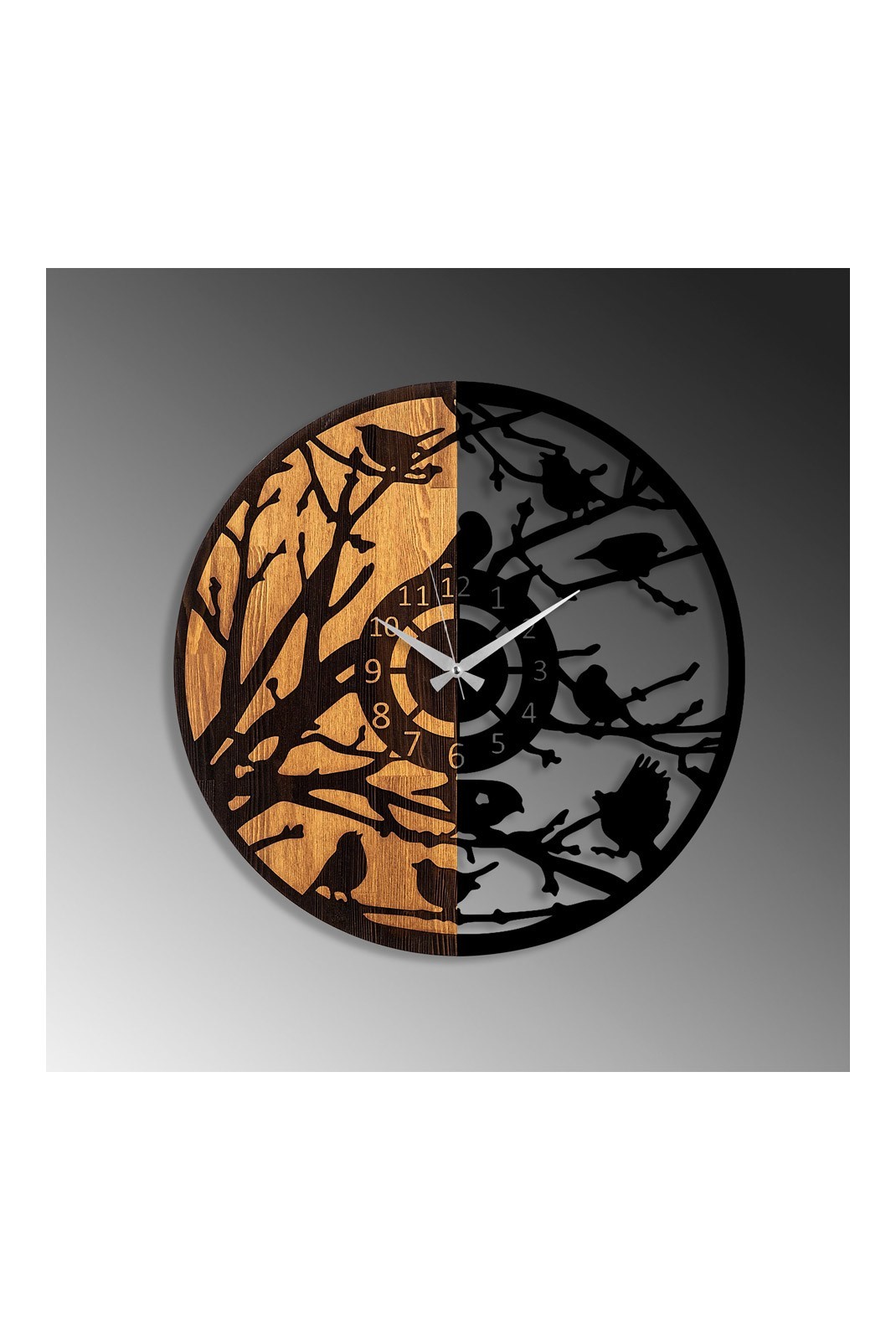 Horloge murale décorative en bois - Walnut/Black - 539TNL1177