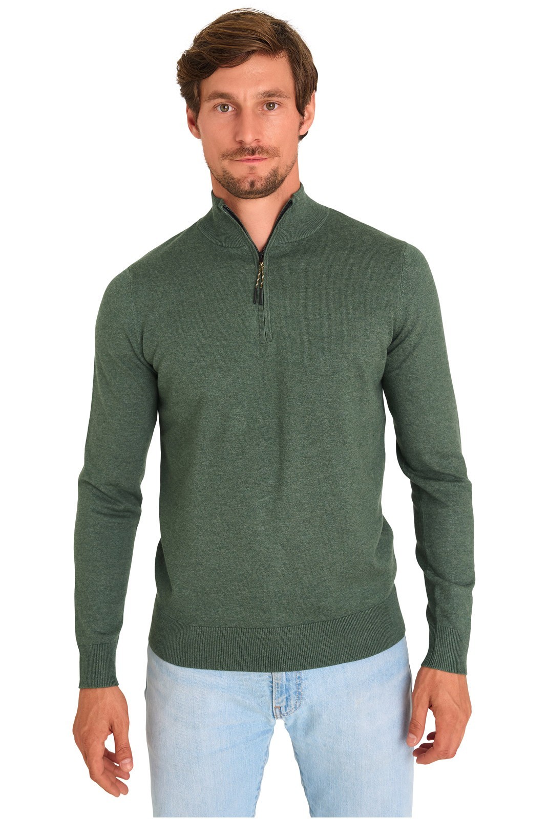 Pullover col demi-zip - MARIO RUSSO - Half Zip Sweater - Duck Green