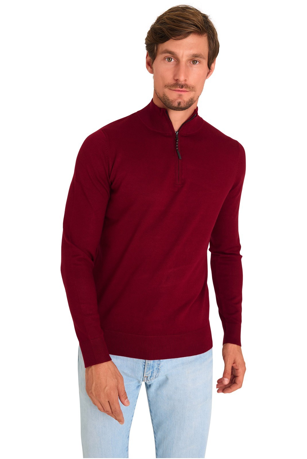 Pullover col demi-zip - MARIO RUSSO - Half Zip Sweater - Bordeaux