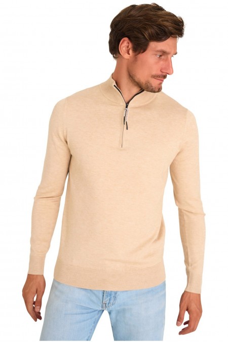 Pullover col demi-zip - MARIO RUSSO - Half Zip Sweater - Beige