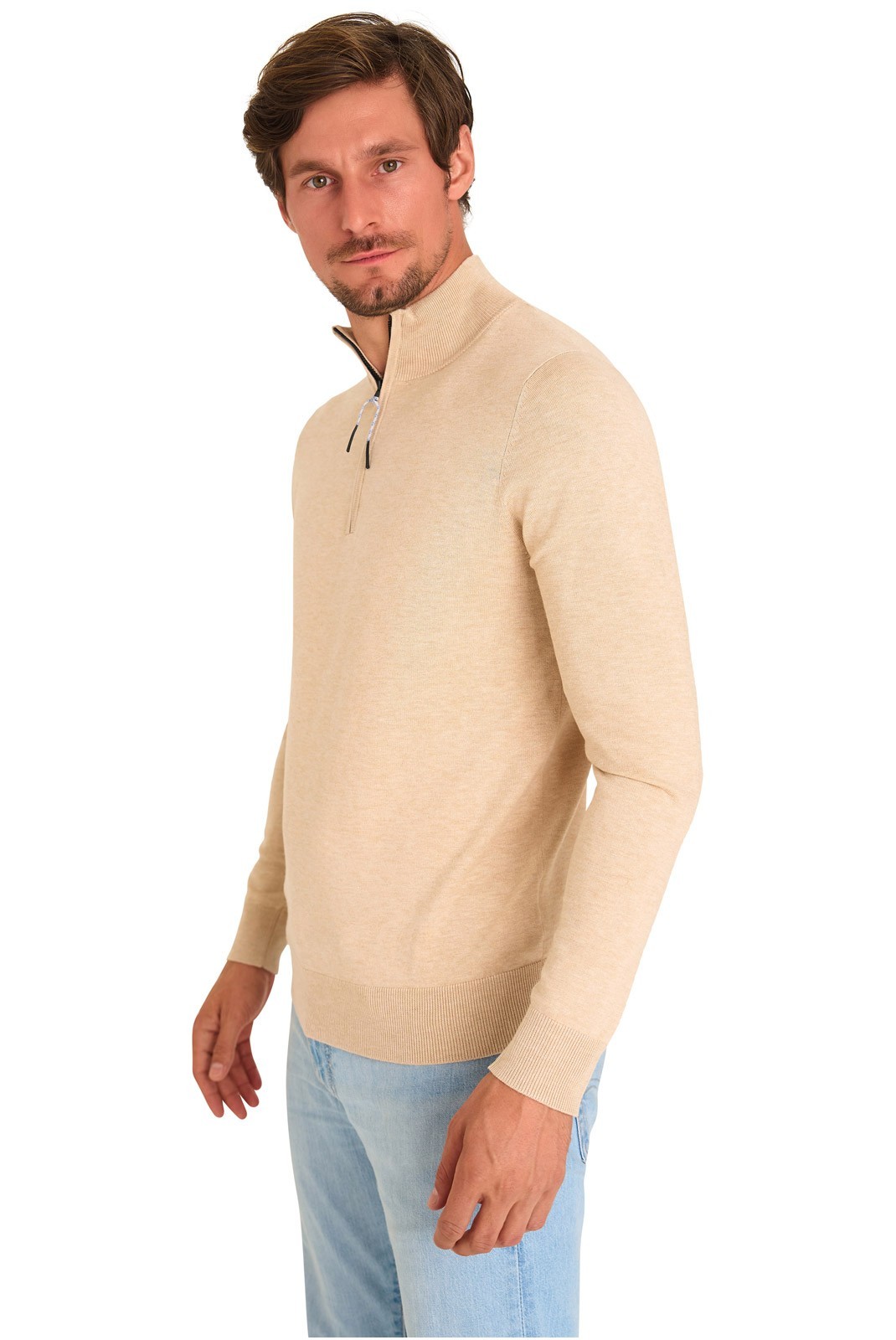 Pullover col demi-zip - MARIO RUSSO - Half Zip Sweater - Beige