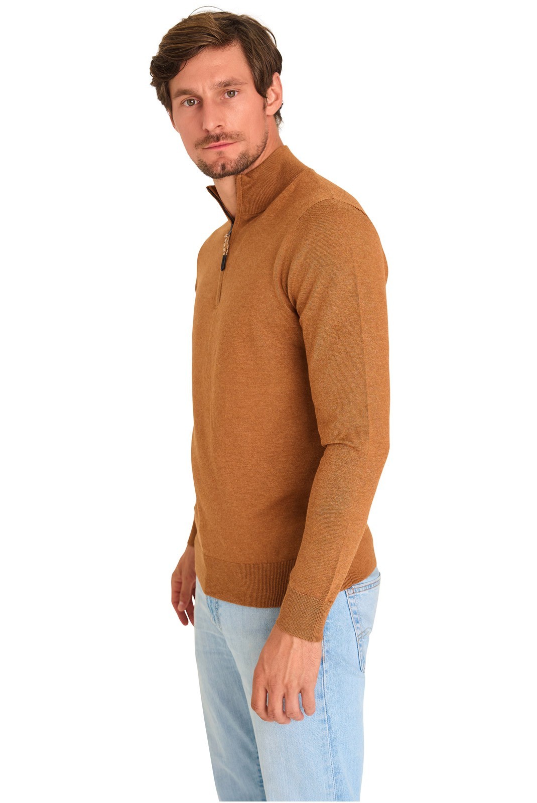 Pullover col demi-zip - MARIO RUSSO - Half Zip Sweater - Camel