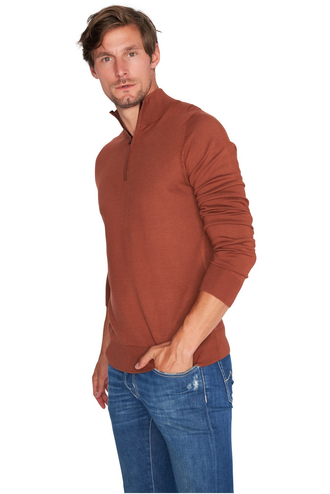 Pullover col demi-zip - MARIO RUSSO - Half Zip Sweater - Picante