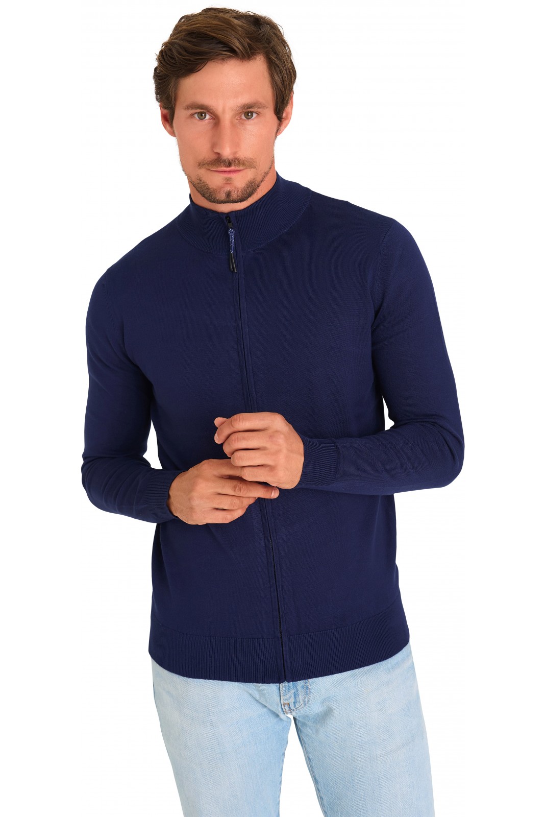 Cardigan zippé - MARIO RUSSO - Full Zip Cardigan - Navy