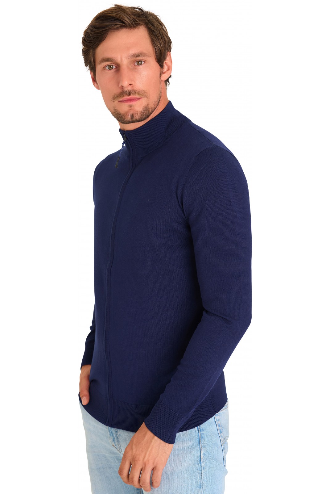 Cardigan zippé - MARIO RUSSO - Full Zip Cardigan - Navy