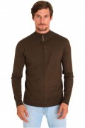 Cardigan zippé - MARIO RUSSO - Full Zip Cardigan - Cold Brown