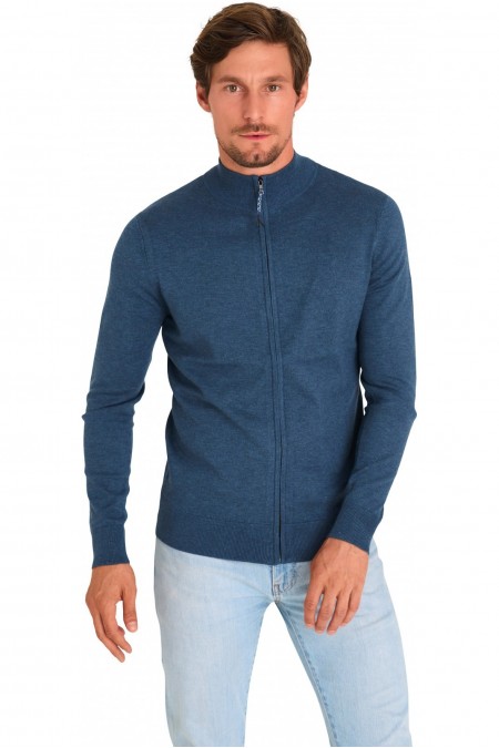 Cardigan zippé - MARIO RUSSO - Full Zip Cardigan - Jeans Blue