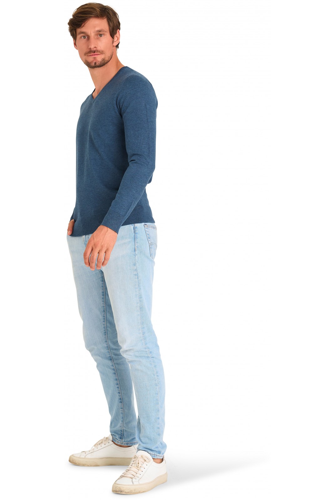 Pullover col V - MARIO RUSSO - V-Neck - Jeans Blue