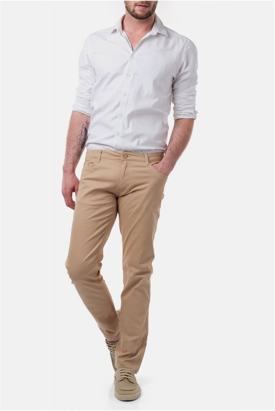 Pantalon droit coton stretch Hopenlife BEIGE YUTA