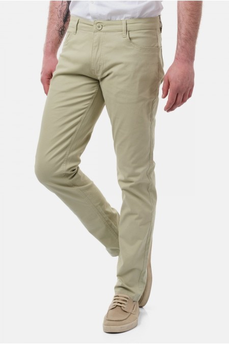 Pantalon droit coton stretch Hopenlife KAKI  CLAIR YUTA