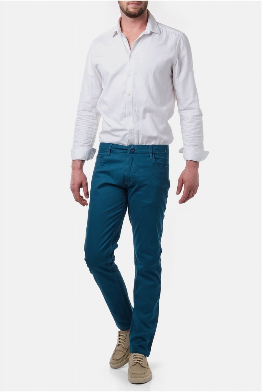 Pantalon droit coton stretch Hopenlife BLEU YUTA