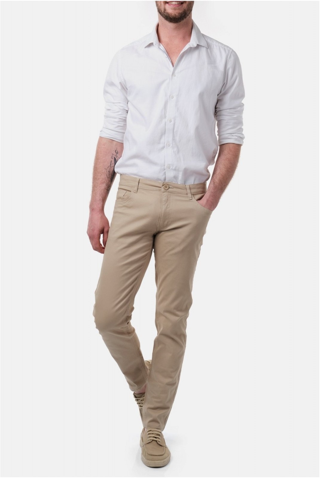 Pantalon droit coton stretch Hopenlife TAUPE YUTA