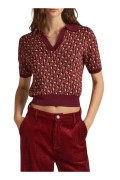 ELLE POLO MICRO JACQUARD KNIT Pepe jeans 299BURGUNDY RED PL540059-299