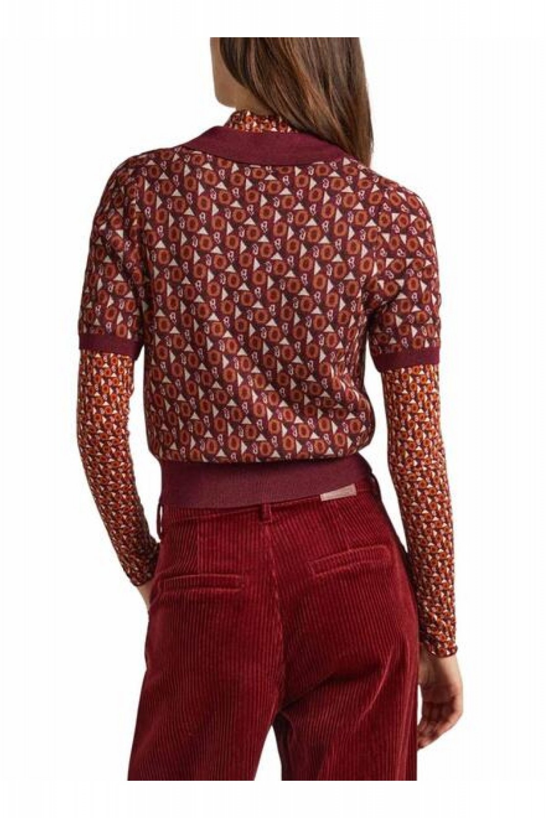 ELLE POLO MICRO JACQUARD KNIT Pepe jeans 299BURGUNDY RED PL540059-299