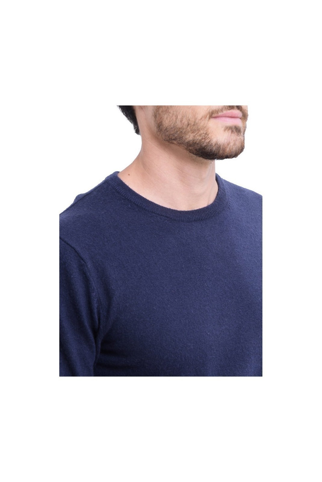 Pull Col Rond 2 Fils - Bleu Nuit - CJ31