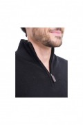 Pull Col Montant À Demi-Zip En Cuir 2 Fils - Noir - CJ33