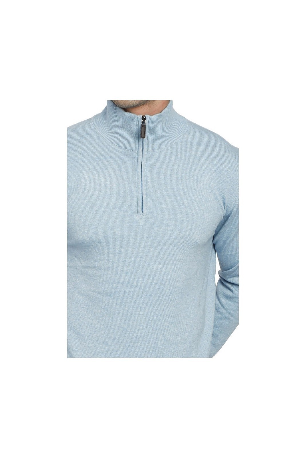 Pull Col Montant À Demi-Zip En Cuir 2 Fils - Nuage - CJ33