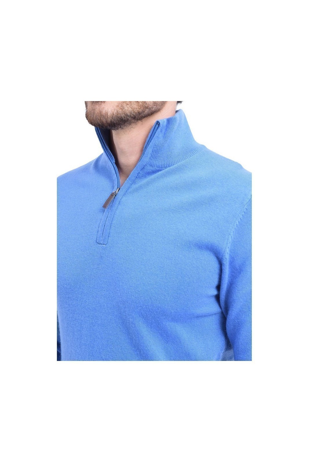 Pull Col Montant À Demi-Zip En Cuir 2 Fils - Royal - CJ33