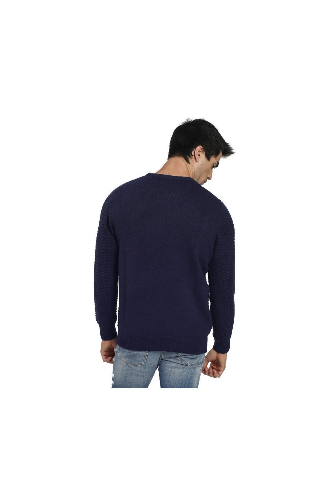 Pull Col Rond Blackberry En 3 Fils - Bleu Nuit - CJ71