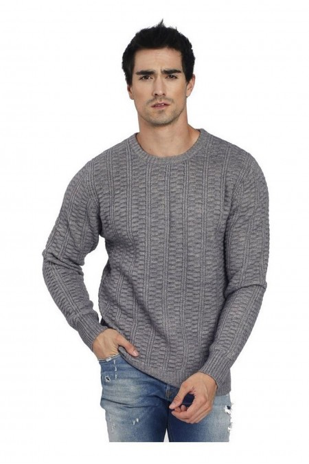 Pull Col Rond Blackberry En 3 Fils - Flanelle - CJ71