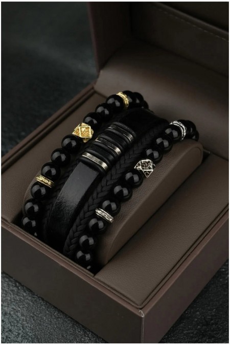 Set de bracelets - Black - JACK FERRERO - Pierre naturelle - JF57