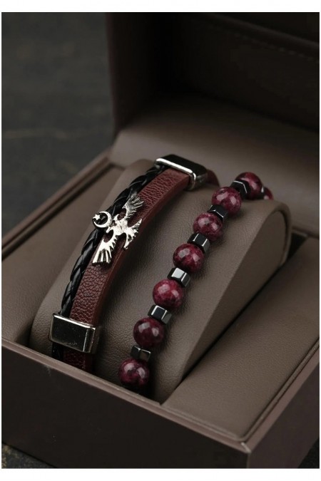 Set de bracelets - Burgundy - JACK FERRERO - Pierre naturelle - JF59