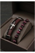 Set de bracelets - Burgundy - JACK FERRERO - Pierre naturelle - JF59