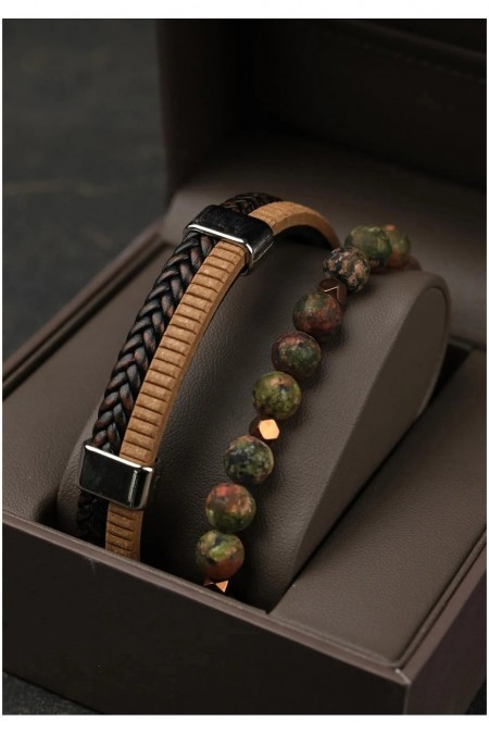 Set de bracelets - Brown - JACK FERRERO - Pierre naturelle - JF60