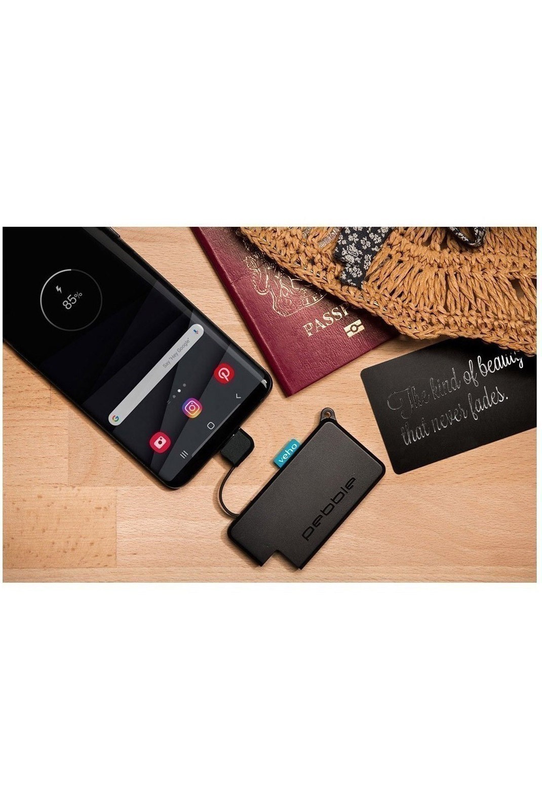 Powerbank porte-clés de taille micro Pebble Pokket 1000 mah Black - VPP-014-PK-B