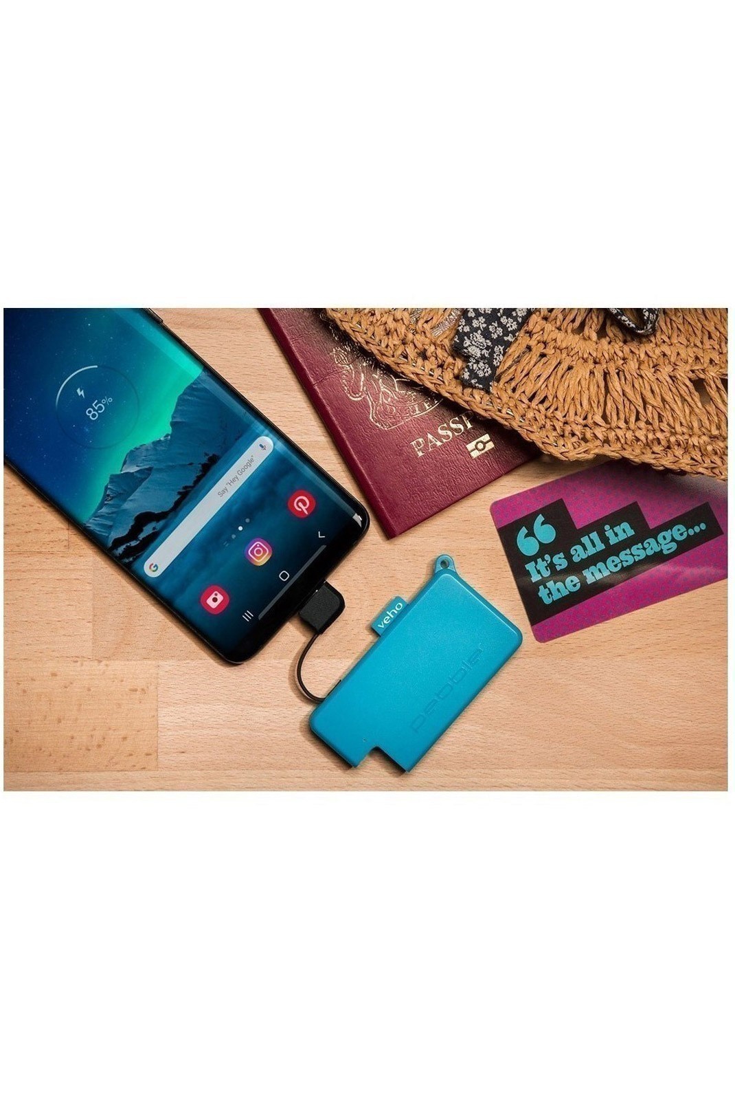 Powerbank porte-clés de taille micro Pebble Pokket 1000 mah Blue - VPP-015-PK-R