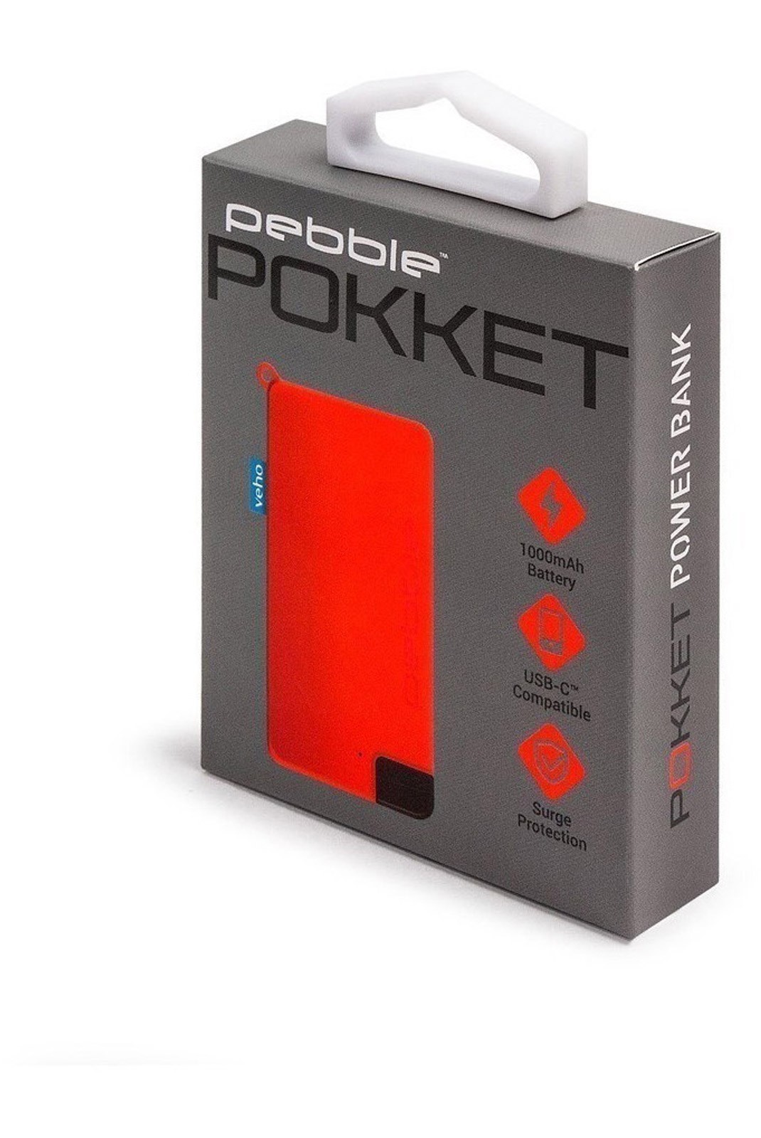 Powerbank porte-clés de taille micro Pebble Pokket 1000 mah Red - VPP-017-PK-RD