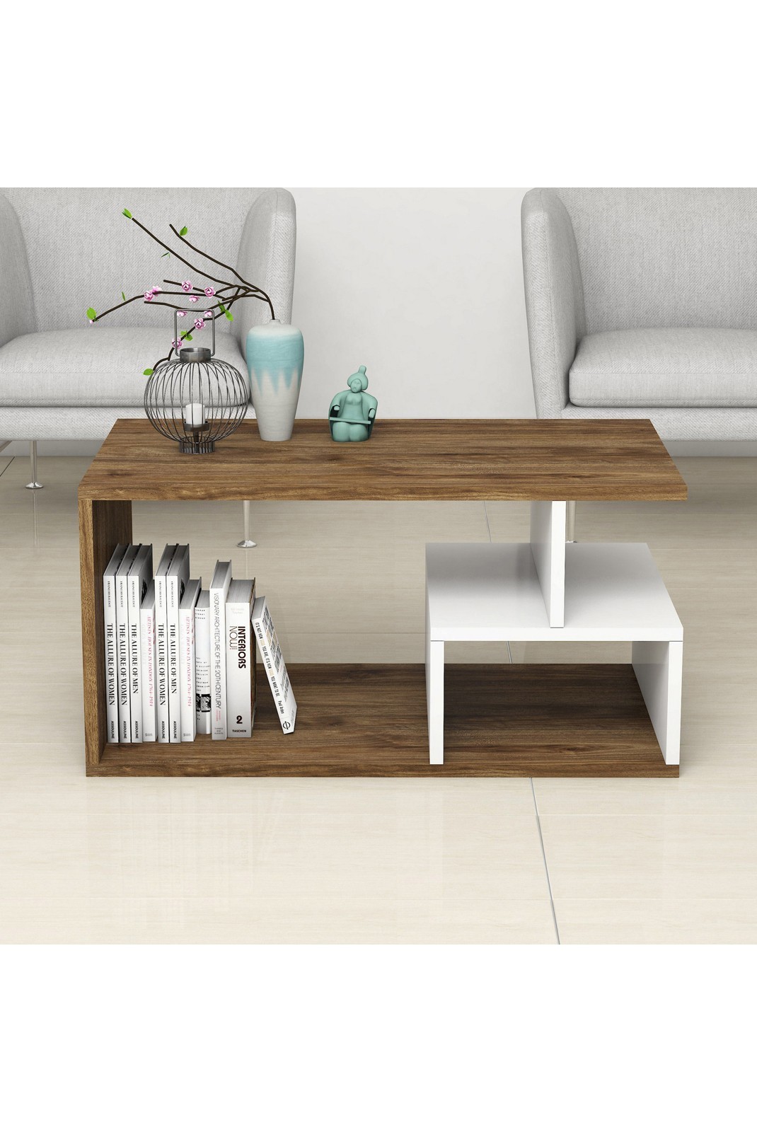 Table basse - Dark Walnut / White - Arte 2042