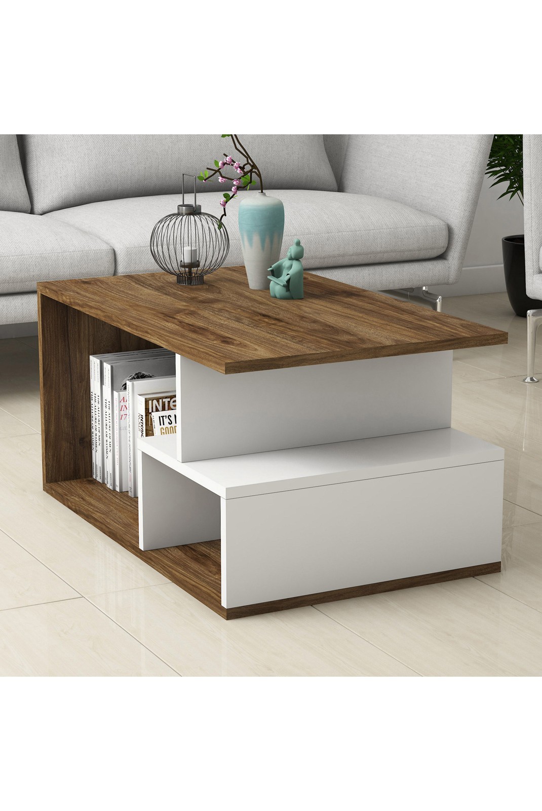 Table basse - Dark Walnut / White - Arte 2042