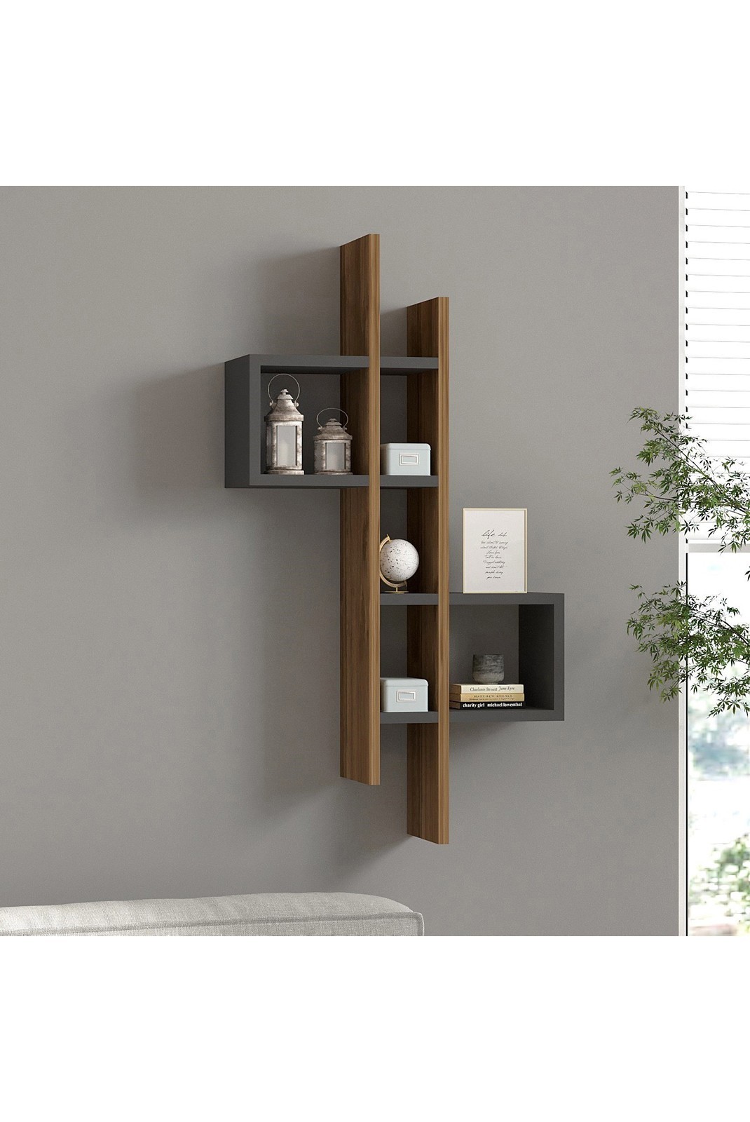 Étagère murale - Oak / Anthracite - Emse - Oak. Anthracite