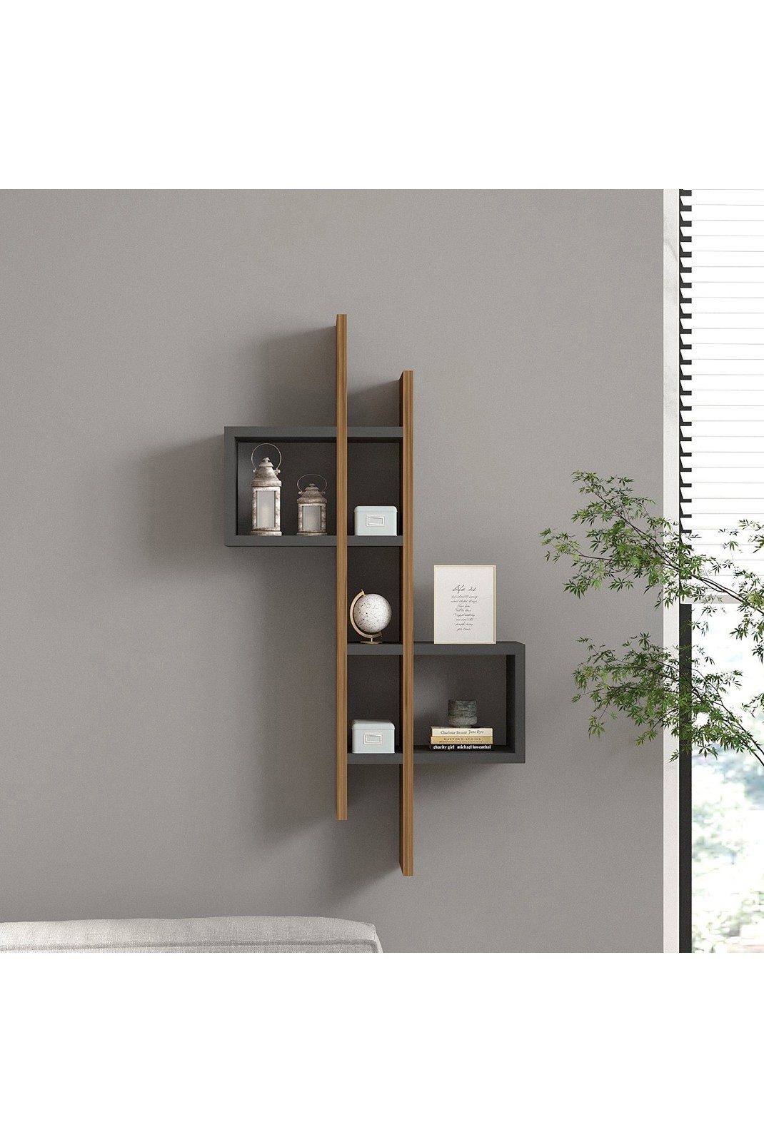 Étagère murale - Oak / Anthracite - Emse - Oak. Anthracite